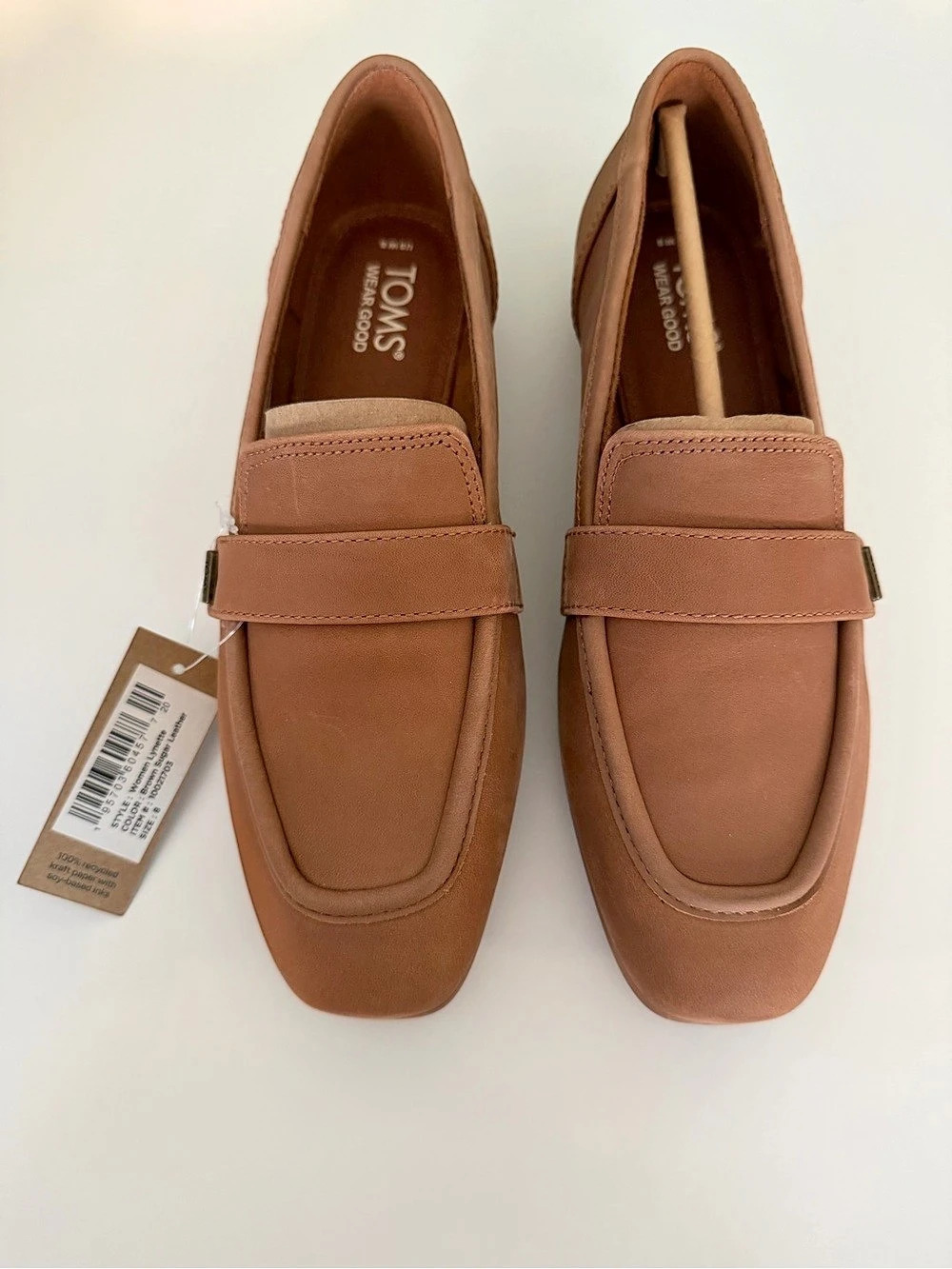 TOMS Lynette Loafer Leather Flats Brown US 8